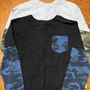 Crazy 8 Black and Gray Long Sleeve Tees with Camo Sleeves